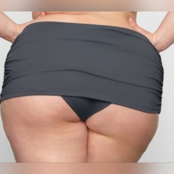 ❤NWT SKIMS 2 Piece Swim Bandeau Top Sculpting Foldover Bikini Bottom GUNMETAL 3X - Picture 5 of 13